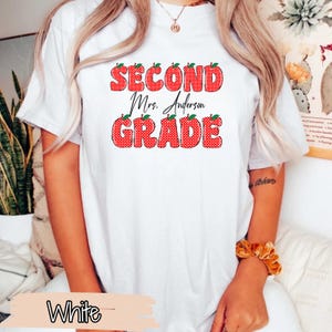 Camiseta personalizada para maestro de segundo grado, camiseta del equipo de maestros, camiseta de segundo grado, camisetas de enseñanza, regalo para maestros nuevos, regreso a clases, camiseta escolar