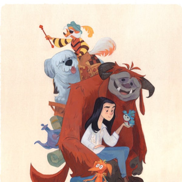 Sarah and Her Friends, Labyrinth Tribute | Fine Art Print | Hoggle, Sir Didymus, Ludo, Ambrosius, Firey | Flimflammery