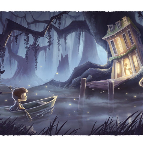 Night on the Bayou | Fine Art Print, Spooky Illustration Inspired by Pirates of the Carribean | Flimflammery