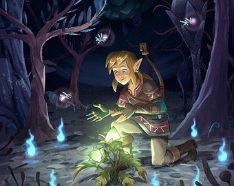 Link in the Depths | Tall Fine Art Print | 6x12 | 13x19 | Tears of the Kingdom | Legend of Zelda | Flimflammery