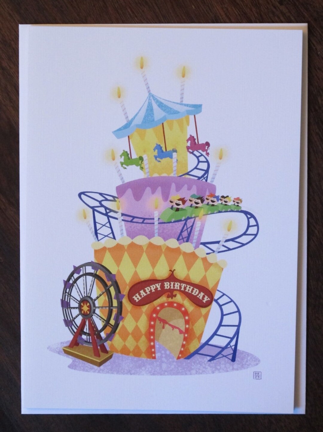 Alles Gute zum Geburtstag Achterbahn Leere 5 x 7 Grußkarte Flimflammery