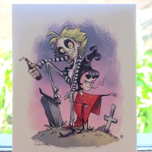 Beetlejuice and Lydia 8x10 Fine Art Print 90s TV Show Tribute Fan Art Lydia Dietz and Beetlejuice Flimflammery image 2