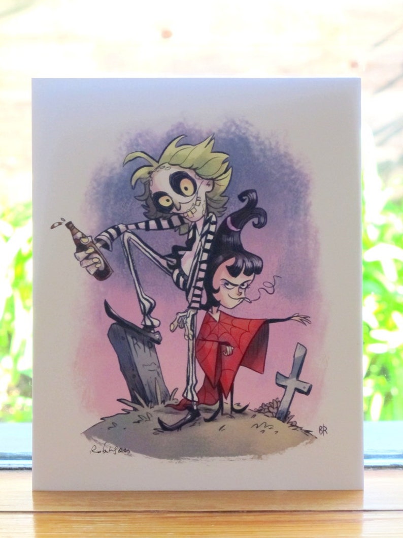 Beetlejuice and Lydia 8x10 Fine Art Print 90s TV Show Tribute Fan Art Lydia Dietz and Beetlejuice Flimflammery image 2