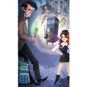 Dr. Who Montage Fine Art Print Matt Smith, Eleventh Doctor, Amy Pond, Rory, TARDIS, Dalek Flimflammery image 4