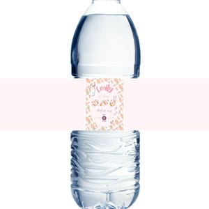 BUNNY PARTY Water Bottle Label, First Birthday Party Decor, Bunny Theme Drink Label, Cute Editable Printable Canva Template Instant Download