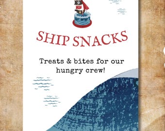 Pirate Party Ahoy! Custom Sign, Editable Pirate Birthday Table Sign, Food Drink Station Sign, Canva Template, Pirate Party Printable