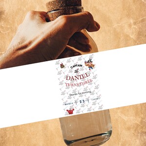 Pirate Water Bottle Labels- Pirate Birthday Party Printable, Red Blue Pirate Theme, Editable Canva Template, Pirate Party Ahoy!
