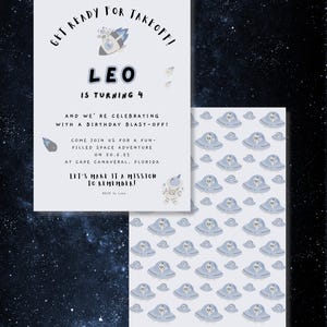 Mission: Birthday Celebration- Astronaut Birthday Invitation, Space Party Theme, Editable Canva Template, Printable Boy Birthday Invite