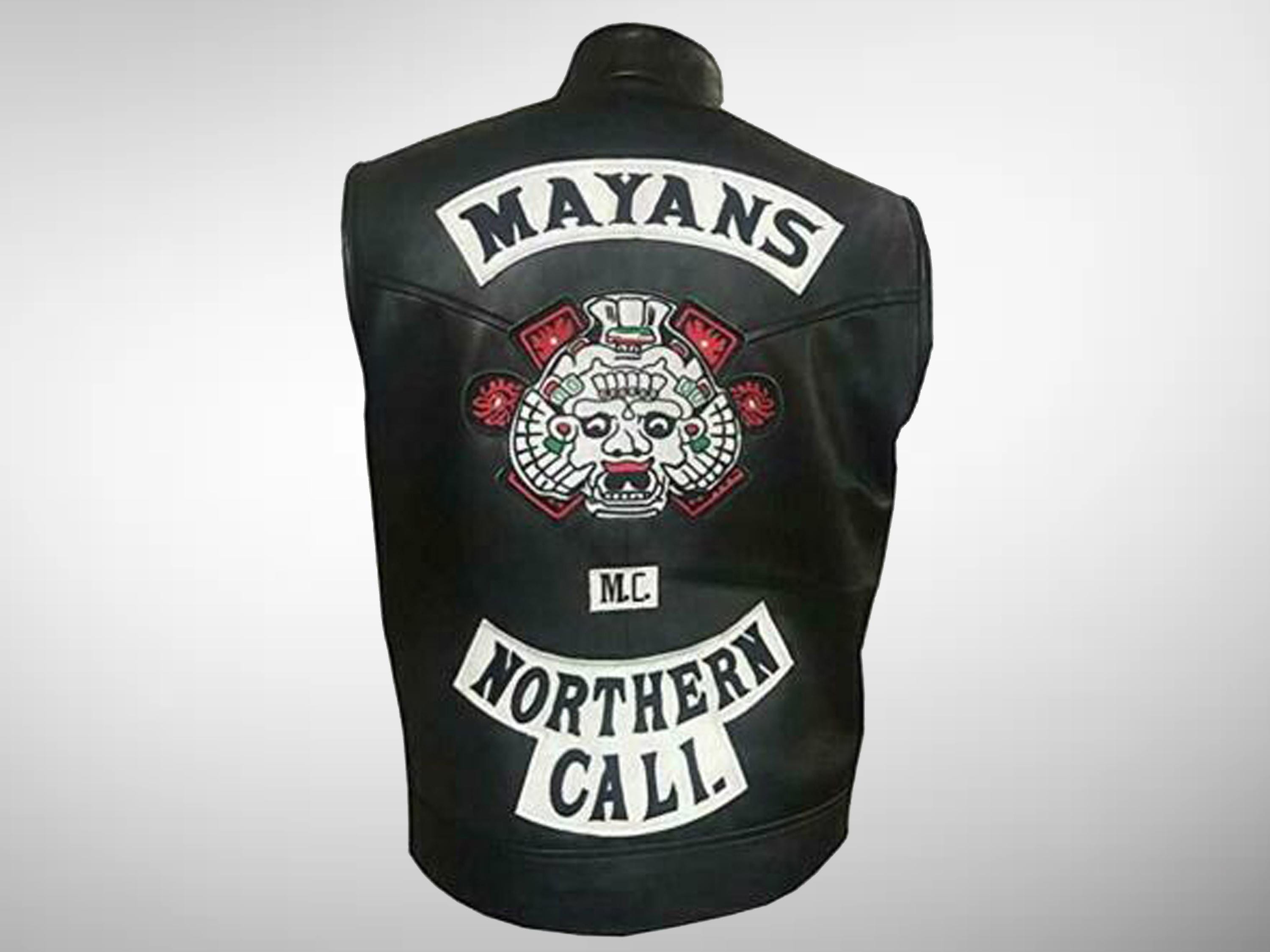 Mayans Oakland Leather Vest – Black Biker Club Cutoff Jacket