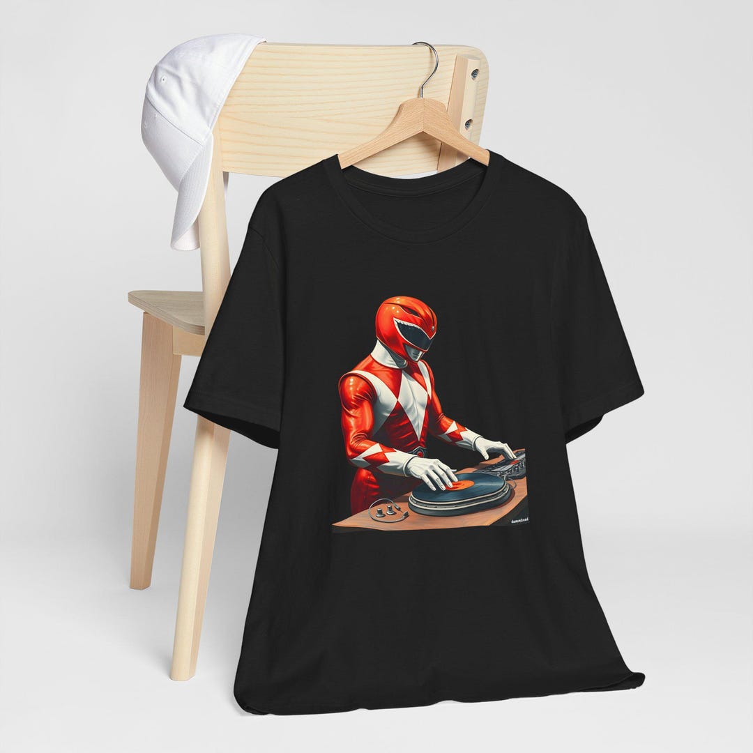Red Mighty Morphin Power Ranger Playing DJ Tshirt, Power Ranger Shirts ...