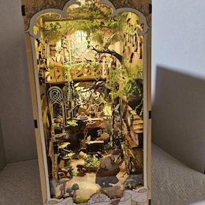 Insect Story bug biologist collector themed miniature wooden display 3d light up Book nook COMPLETE AND ASSEMBLED kit