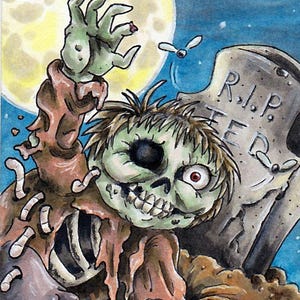 Realizzato su ordinazione - Scheda schizzo GPK personalizzata di medie dimensioni - 2,5x3,5" - Qualsiasi personaggio ti piaccia disegnato nel mio stile GPK (Garbage Pail Kids)!