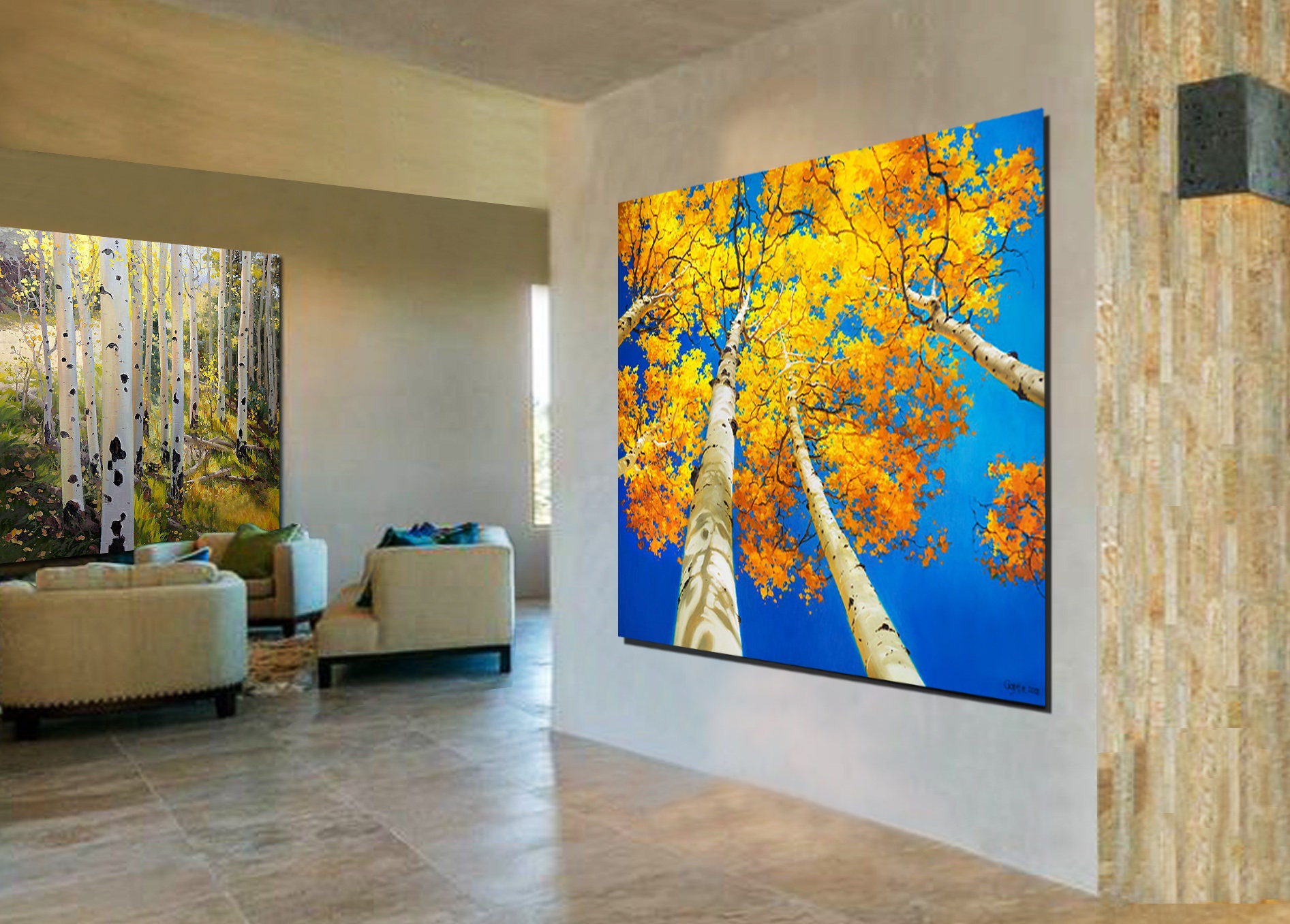 Aspen tree Original Art painting Large Oil Aspen Trees | Etsy