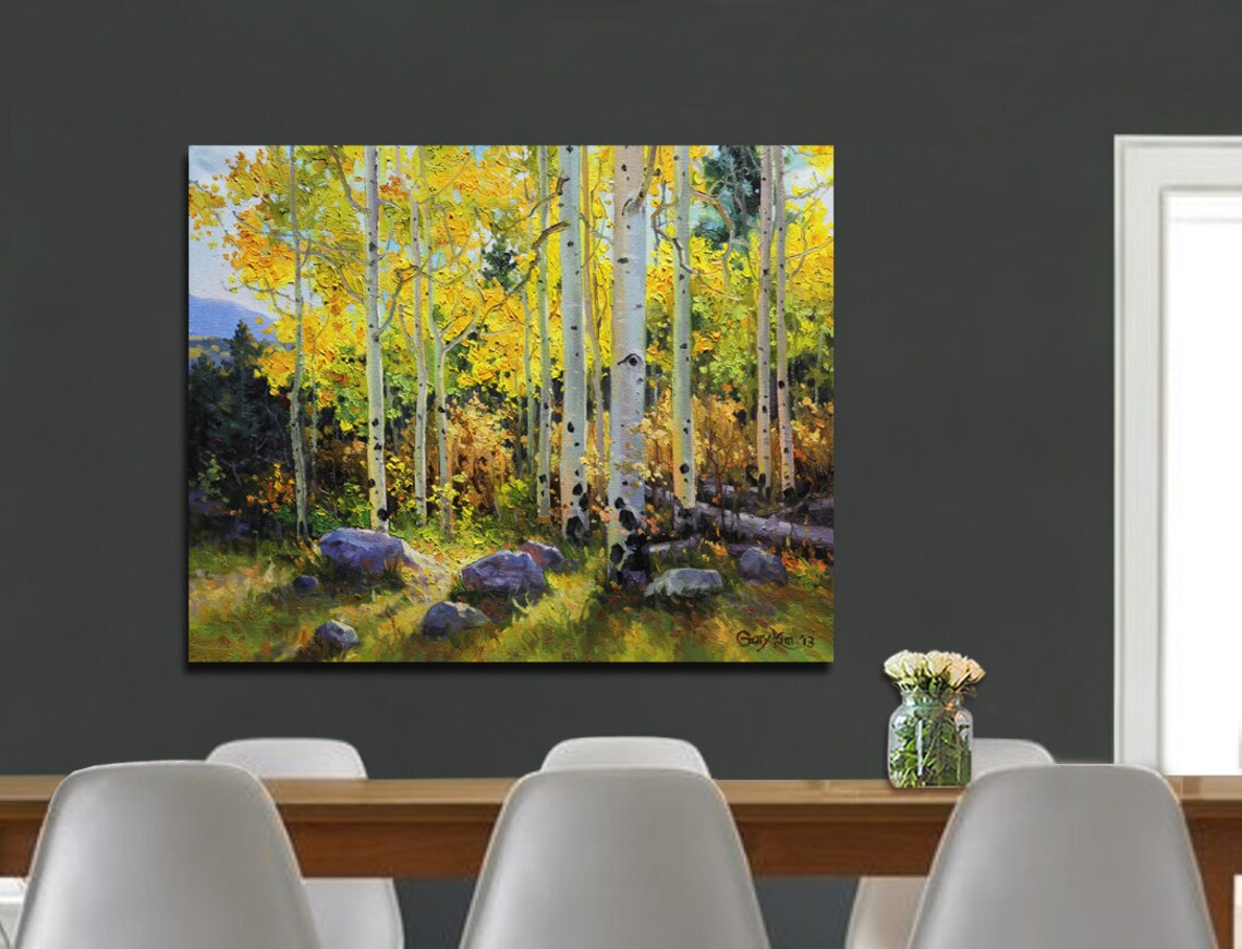 Aspen Tree Painting Original Canvas Art Aspens Large Modern Oil Birch