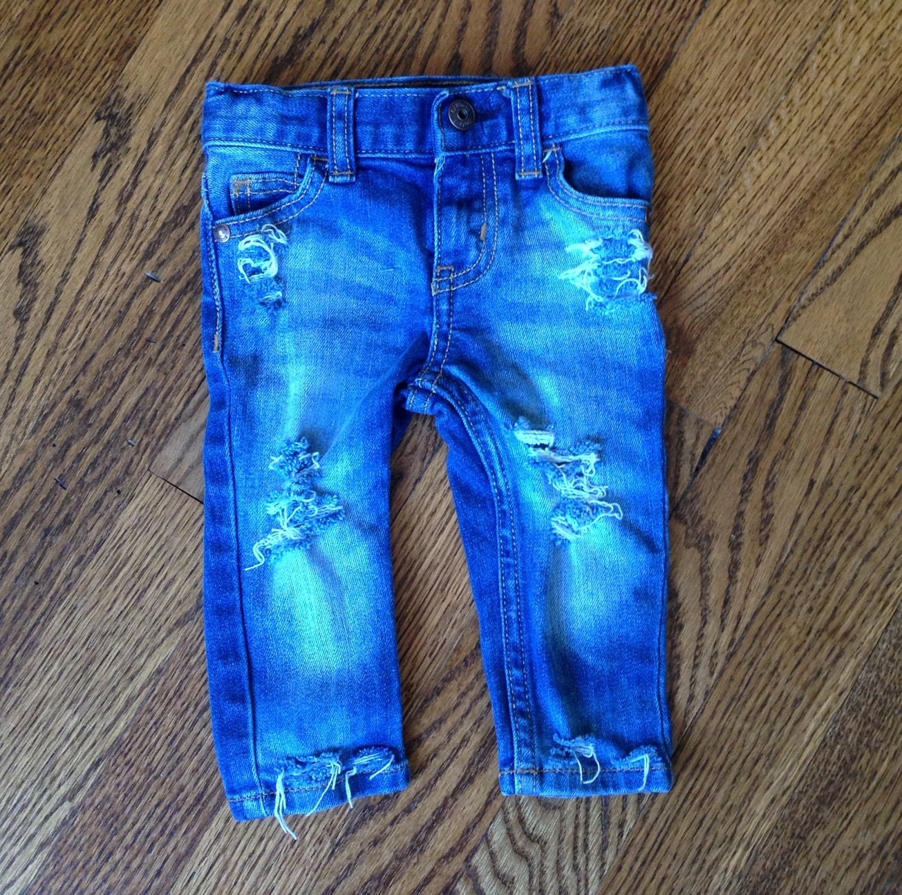 Skinny Mini distressed baby or toddler jeans med/light wash | Etsy