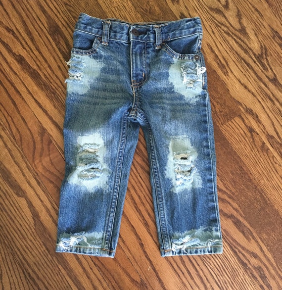 Tore Up From The Floor Up Distressed Baby Jeans Medium Light Etsy