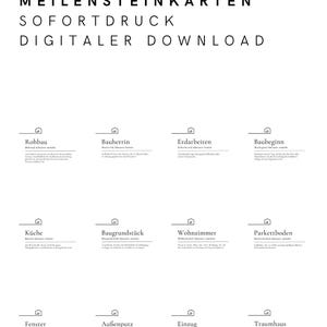 Cartões de marcos minimalistas e modernos para construção de casas, 66 cartões de construção de casas, PDF | Impressão instantânea | Download digital