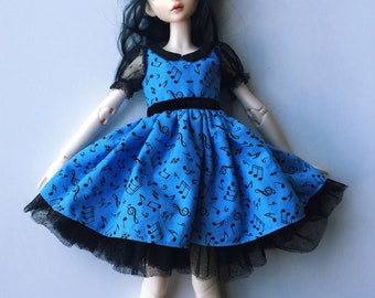 MSD BJD blue music note lolita dress