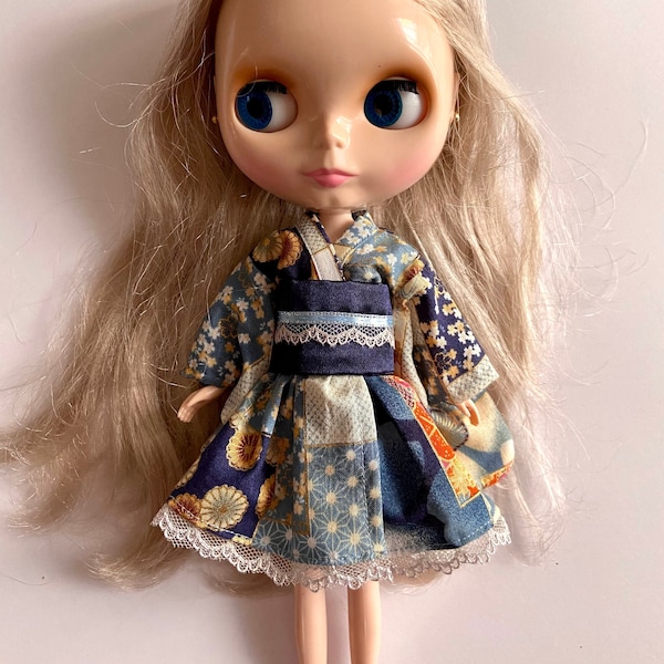 Blue Wa Loli Lolita dress for Blythe