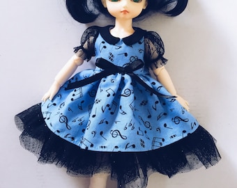 YoSD BJD blue music note lolita dress