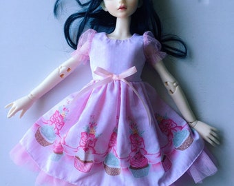 Pink cupcake lolita dress for MSD BJD