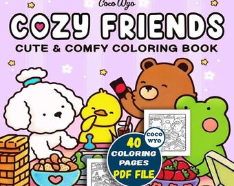 coco wyo Coloring Books Cozy friends, coloring pages for girls, coco wyo Cozy friends cute coloring book 40 pages, coloring pages for kids