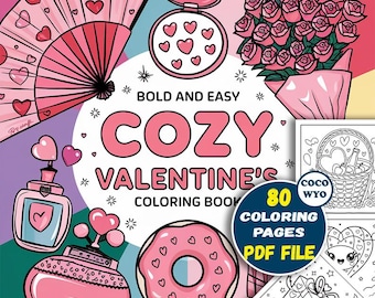 Libros para colorear acogedores para el día de San Valentín, día de San Valentín 2025, páginas para colorear para niñas, lindas páginas para colorear para niñas, libro para colorear de 80 páginas