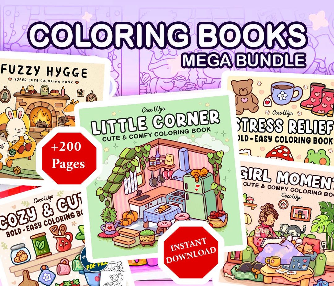 Coco Wyo Coloring Book Bundle, Coco Wyo Little Corner, Coco Wyo Girl Moments, Fuzzy Hygge ...