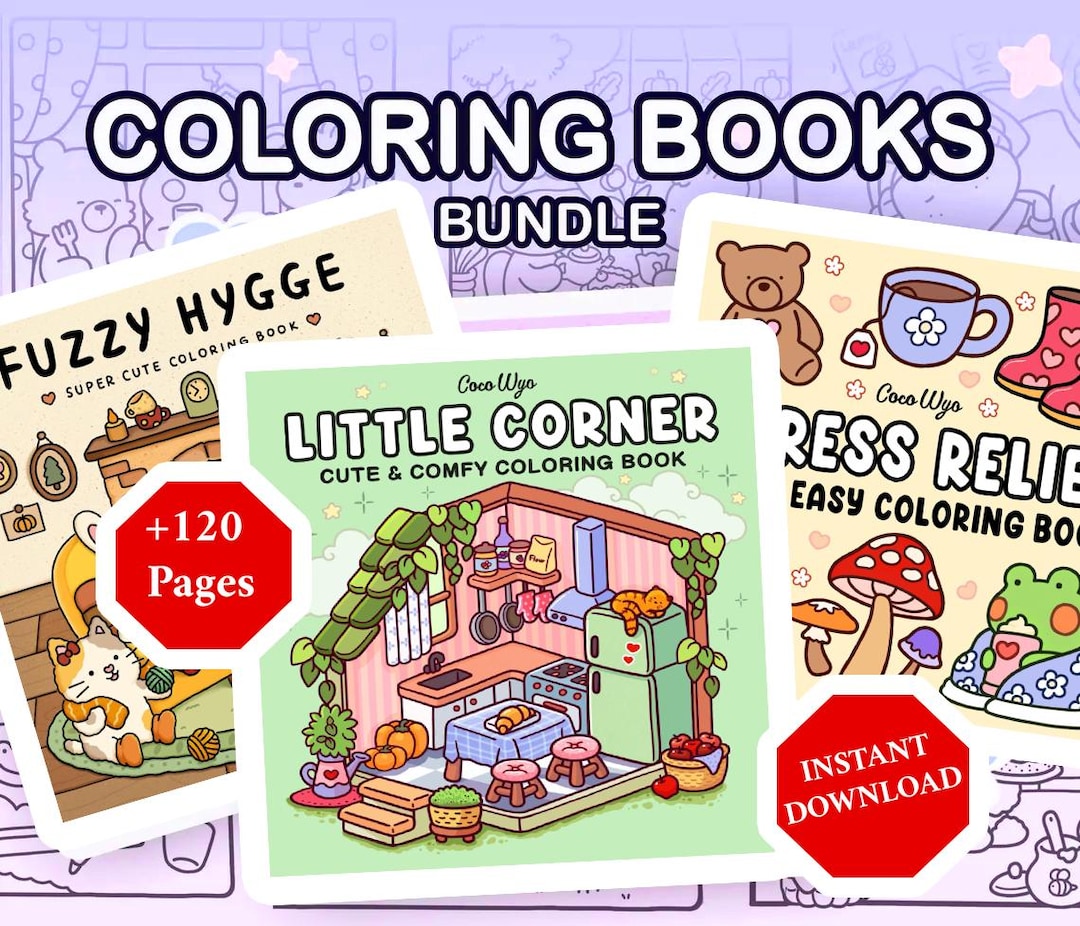 Coco Wyo Coloring Book Bundle, Coco Wyo Little Corner, Fuzzy Hygge ...