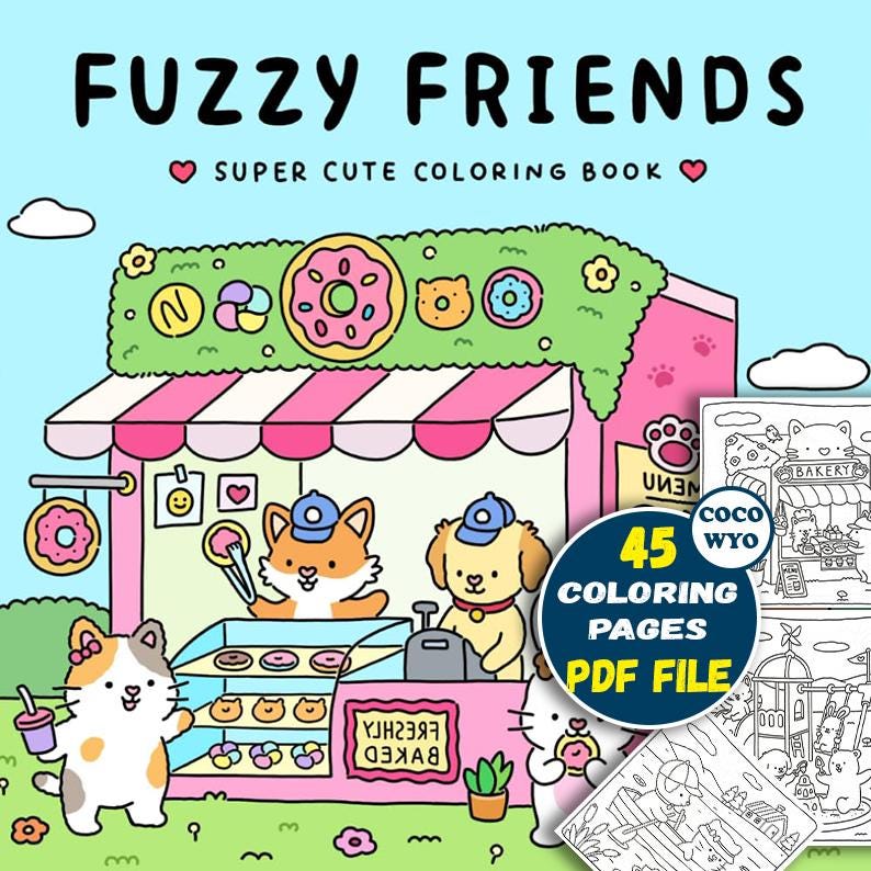 coco wyo Coloring books Fuzzy Friends, Fuzzy Friends coloring books, Vivi Tinta Coloring pages, Coloring Book 45 pages