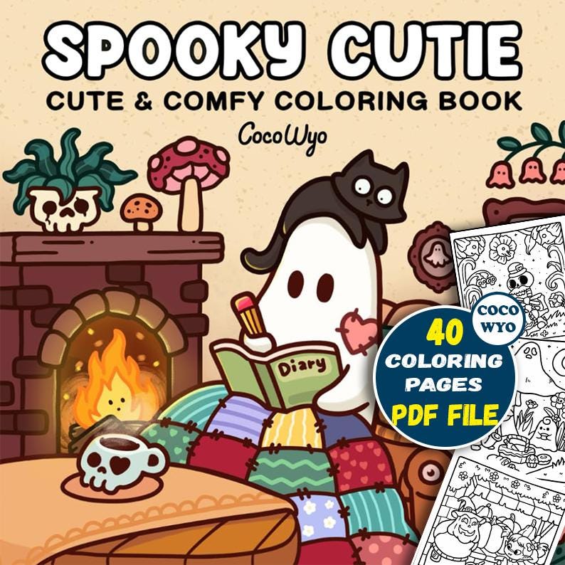 Spooky Cutie Coco Wyo – Livre de coloriage, 40 pages imprimables pour enfants et adultes
