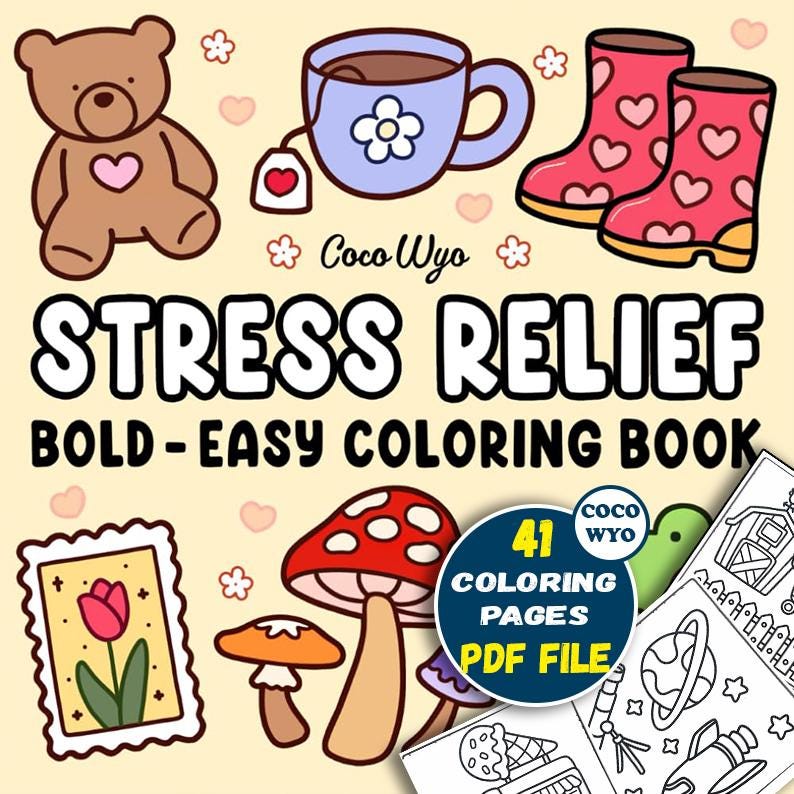 COCO WYO Stress Relief Coloring Book for Girls & Adults – 41 Printable Coloring Pages - Image 1