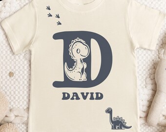 Custom Name Dinosaur Toddler Shirt, Personalized Dinosaur Kids Shirt, Boho Custom Dino Toddler Shirt, Personalized Dinosaur Girl Shirt