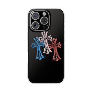 Gothic Cross iPhone Case Dark Aesthetic Phone Cover, Grunge Skull Cross Case, Emo iPhone 15 14 13 12 11 Pro Max XR X SE Case