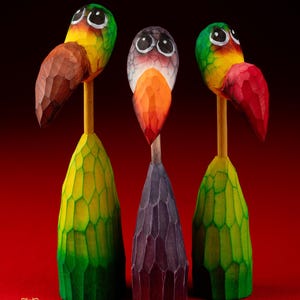 Green Wooden Bird – hand-carved decoration