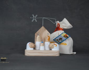 Minimalist Wooden Nativity Scene – Handmade Christmas Decoration