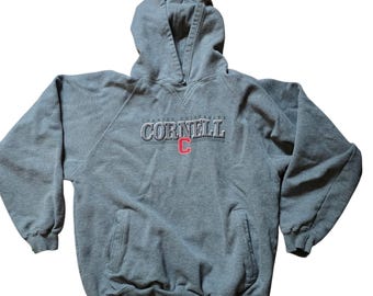 Jansport Cornell University Hoodie Grey Embroidered Pullover Sweatshirt Mens M
