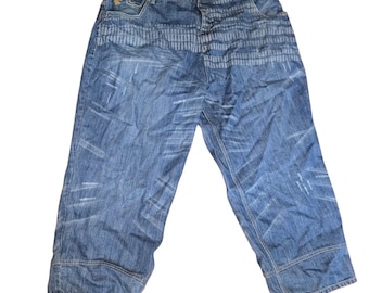 Jeans larghi ricamati da uomo Rocawear, stile Y2K Hip Hop, gamba larga, denim blu, taglia 44x24