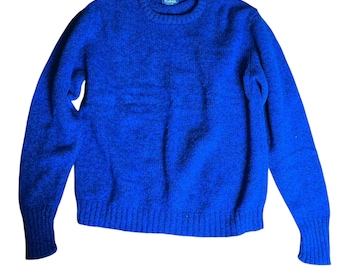 Woolrich Vintage Mens Blue Marled Wool Blend Crewneck Sweater Pullover XL
