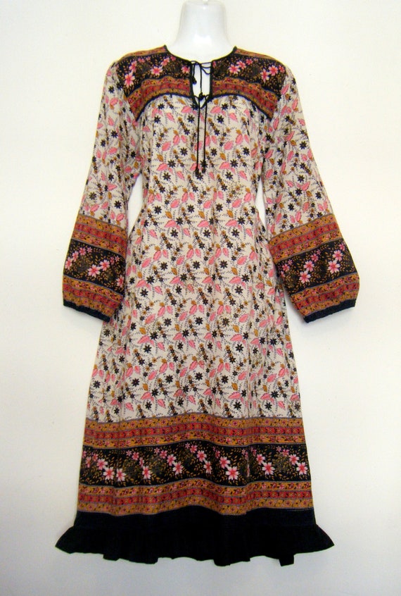 vintage 1960s Indian cotton hippie festival dress,