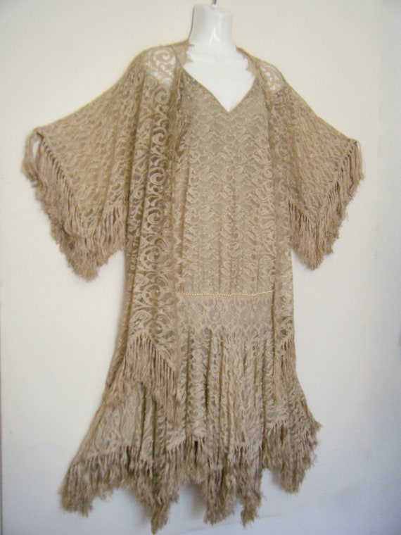 1920s FRINGE FLAPPER Dress and Matching Duster Ja… - image 1