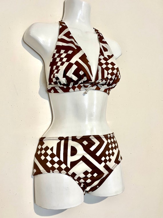 Wild print 1960s HALTER BIKINI  2 piece swimsuit,… - image 4