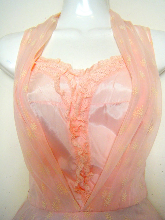 vintage 1950s Prom Dress PINK CHIFFON Party dress,