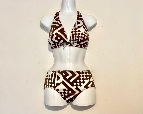 Wild print 1960s HALTER BIKINI  2 piece swimsuit,… - image 3