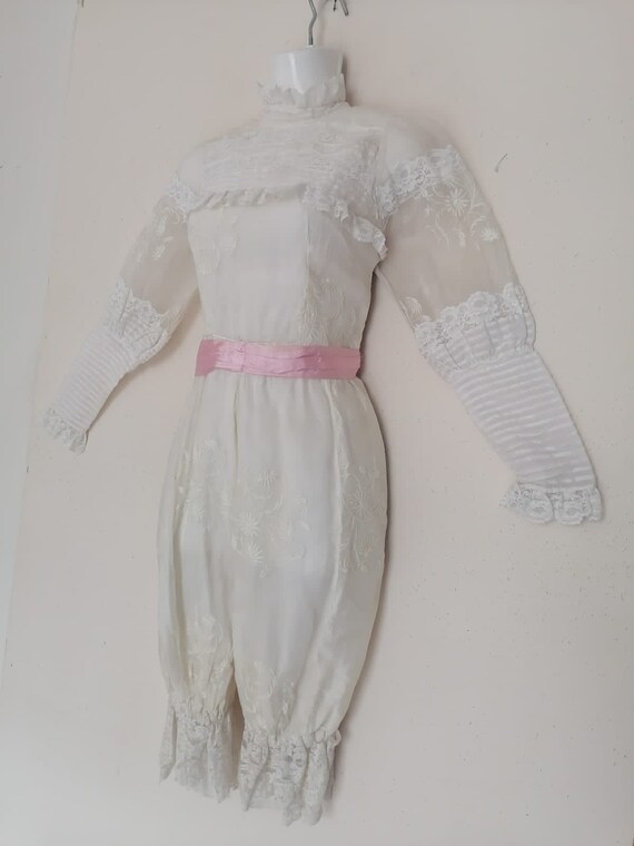 RARE 70's VICTORIAN STYLE Lace Bodiced Pantaloons… - image 8