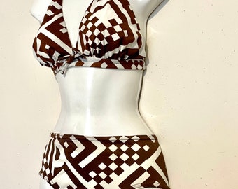 Wild print 1960s HALTER BIKINI  2 piece swimsuit, size m-l