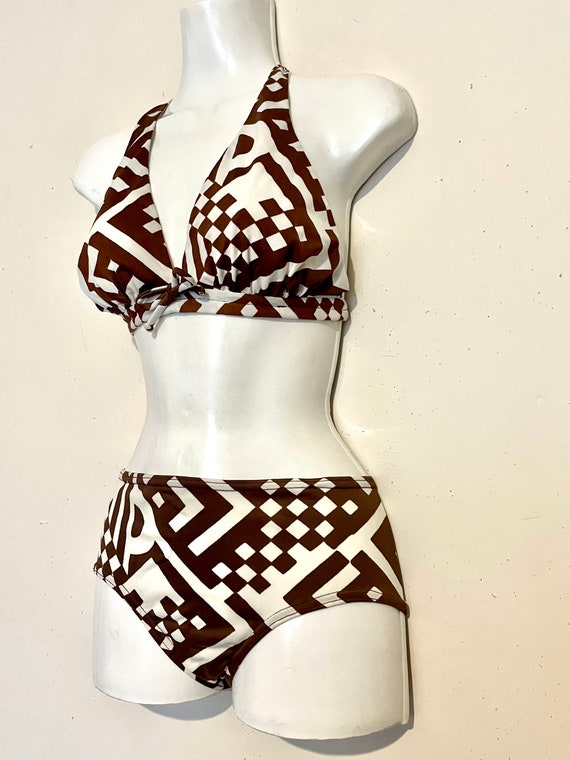 Wild print 1960s HALTER BIKINI  2 piece swimsuit,… - image 1