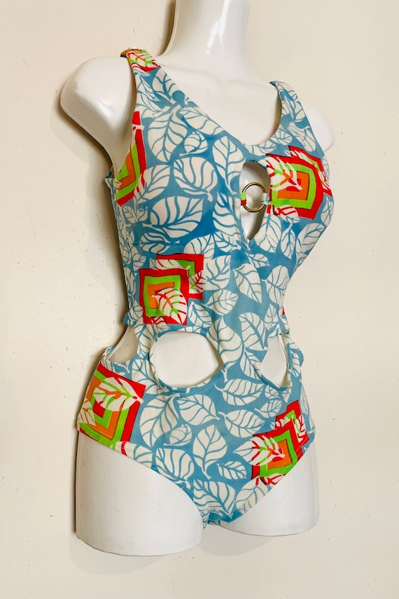 1960s WILD CUT OUTS space age swimsuit size l
