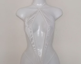 White Hot 1990’s THONG MONOKINI swimsuit / bathing suit, one piece swimming costume, size s-m