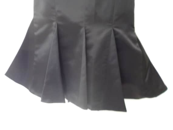 90s BLACK SATIN FISHTAIL Midi Skirt, size S - image 4